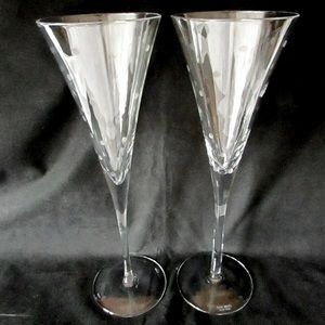 Set of 2 Kate Spade Lenox Crystal Larabee Dot Toasting Flutes